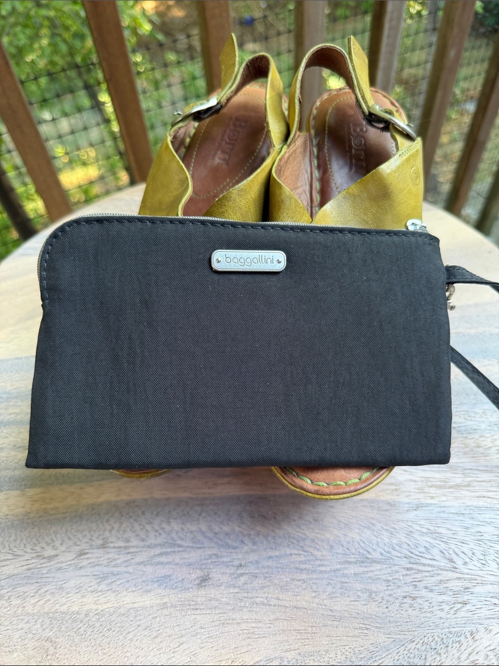 Baggallini Black Zip Wristlet Pouch with RFID Protection